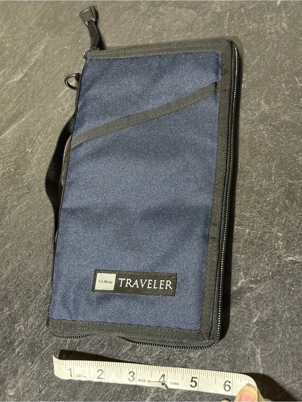 LL Bean Travel Wallet Passport Holder Organizer Document Case Zippered Navy 11x6